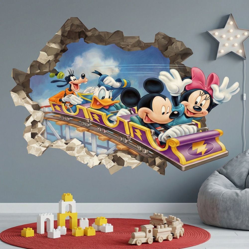 Stickers for Kids: Wall Hole Mickey Mouse Friends Roller Coaster