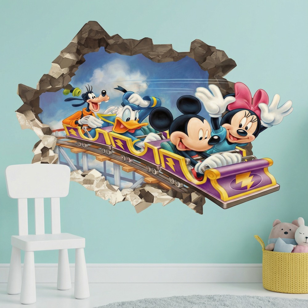Stickers for Kids: Wall Hole Mickey Mouse Friends Roller Coaster