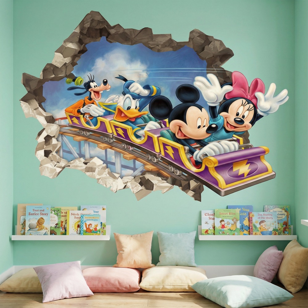 Stickers for Kids: Wall Hole Mickey Mouse Friends Roller Coaster