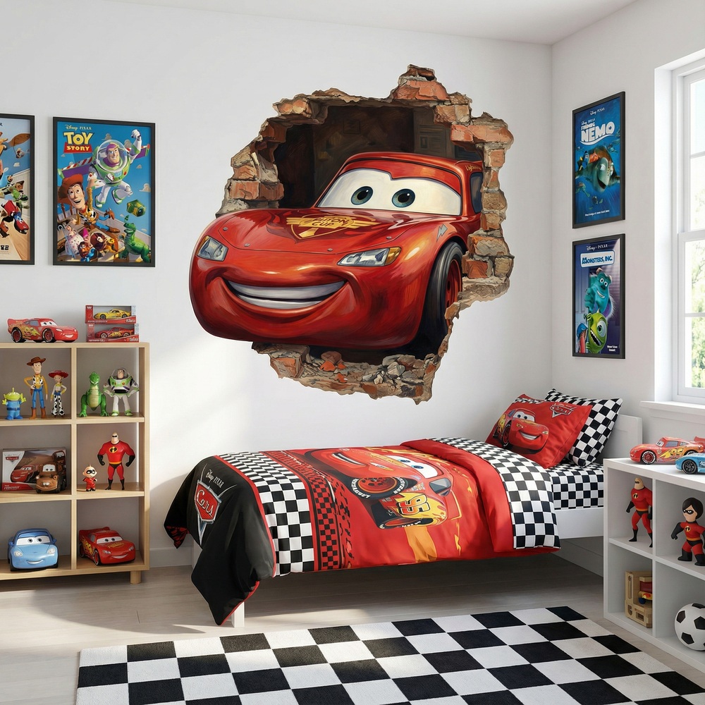 Stickers for Kids: Wall Hole Lightning McQueen Pixar Cars