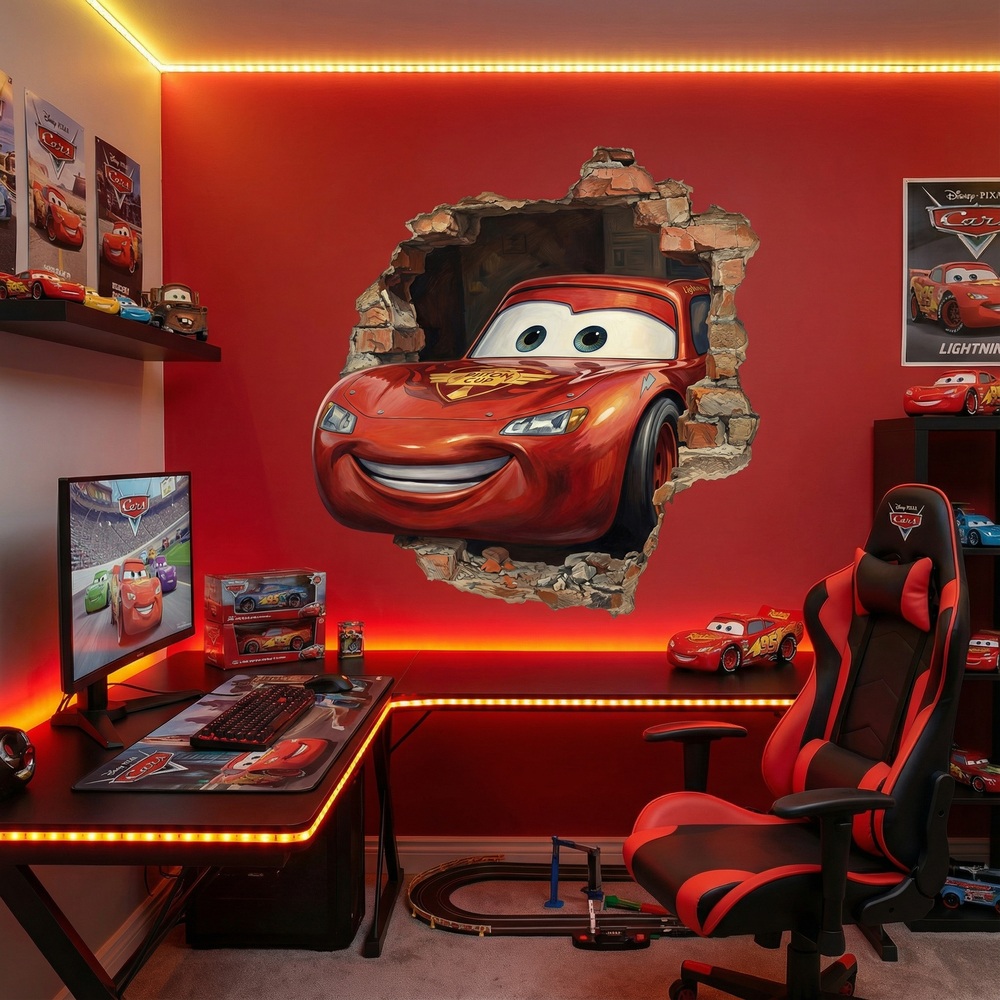 Stickers for Kids: Wall Hole Lightning McQueen Pixar Cars