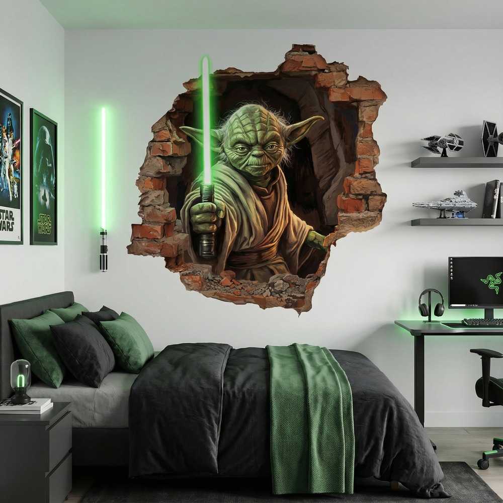 Wall Stickers: Wall Hole Master Yoda Star Wars