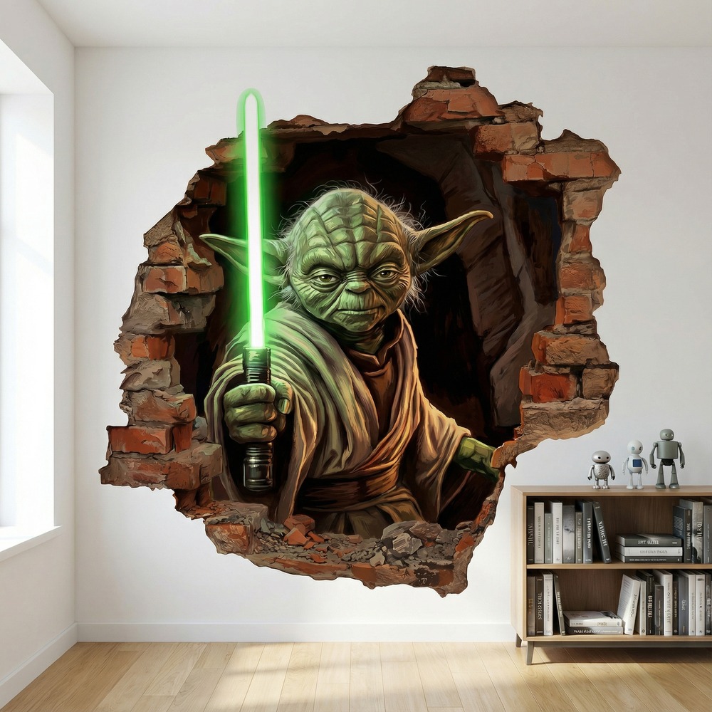 Wall Stickers: Wall Hole Master Yoda Star Wars