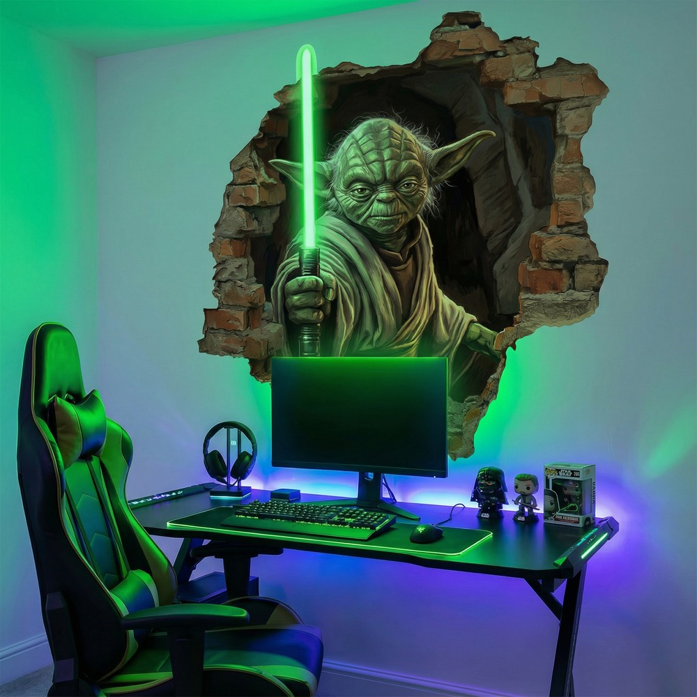 Wall Stickers: Wall Hole Master Yoda Star Wars