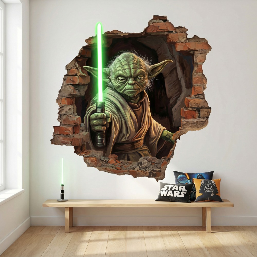 Wall Stickers: Wall Hole Master Yoda Star Wars