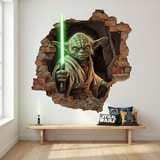 Wall Stickers: Wall Hole Master Yoda Star Wars 5
