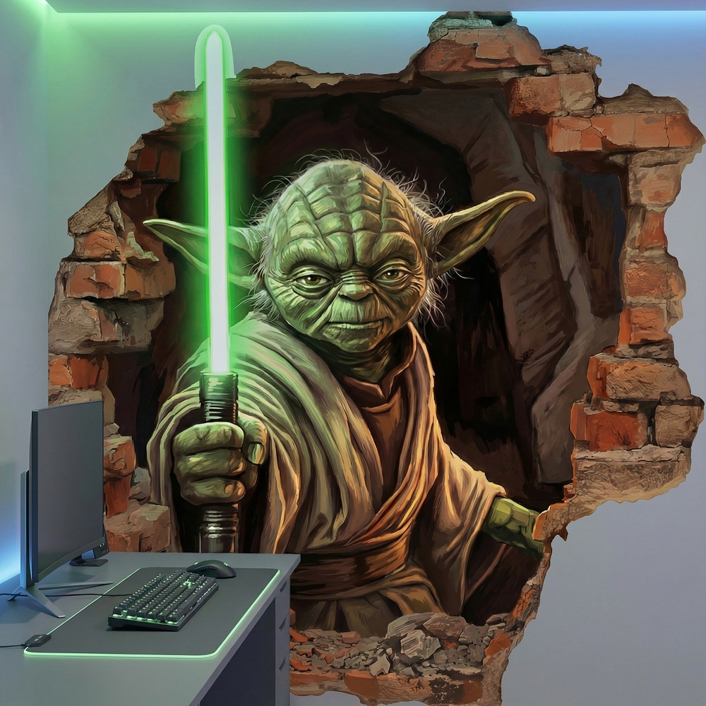 Wall Stickers: Wall Hole Master Yoda Star Wars