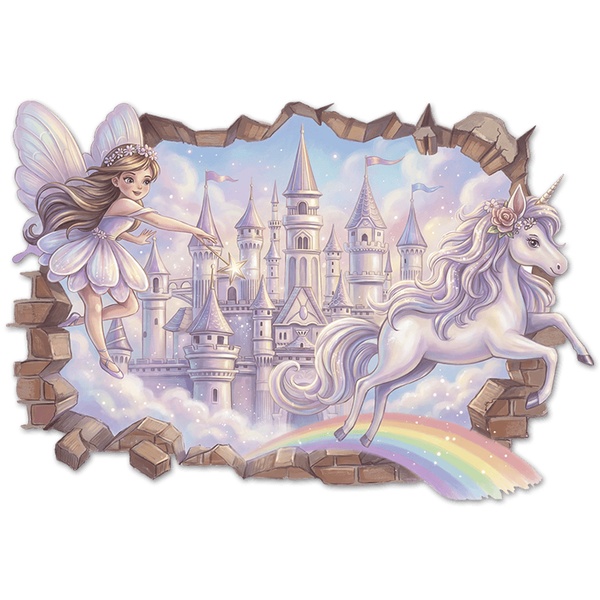 Stickers for Kids: Wall Hole Fairy, Castle and Unicorn