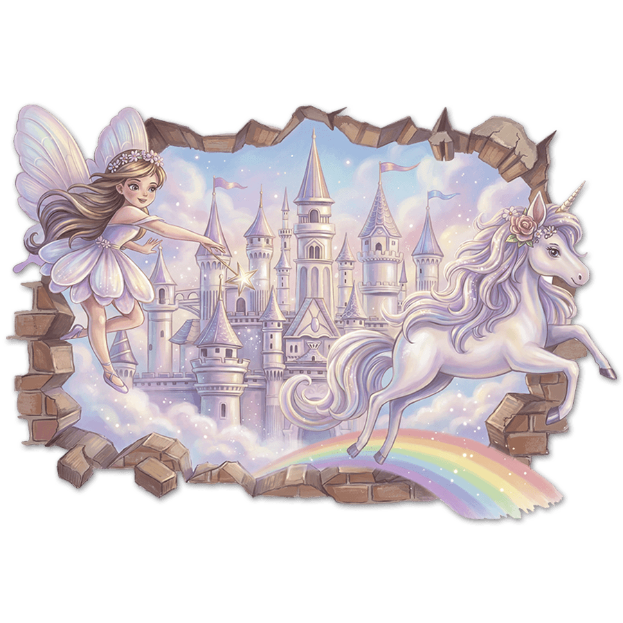 Stickers for Kids: Wall Hole Fairy, Castle and Unicorn