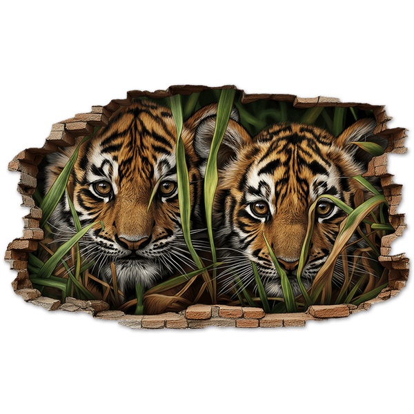 Wall Stickers: Wall Hole Tiger Cubs