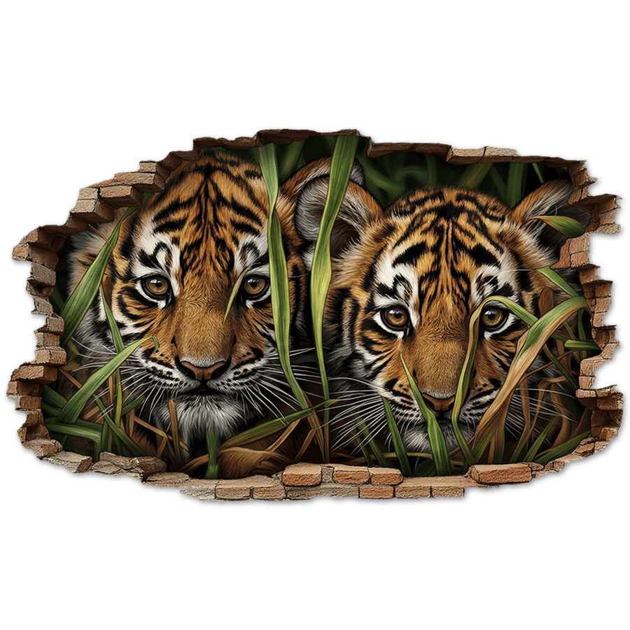 Wall Stickers: Wall Hole Tiger Cubs