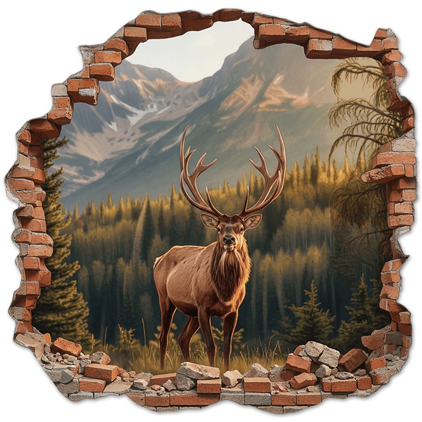 Wall Stickers: Wall Hole Mountain Deer