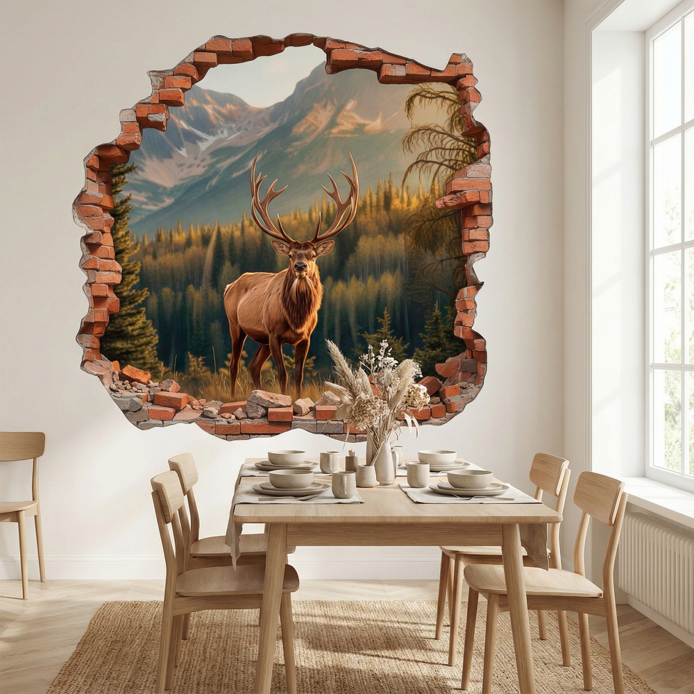 Wall Stickers: Wall Hole Mountain Deer