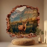 Wall Stickers: Wall Hole Mountain Deer 5