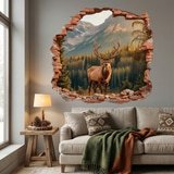 Wall Stickers: Wall Hole Mountain Deer 6