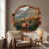 Wall Stickers: Wall Hole Mountain Deer 9