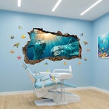Wall Stickers: Wall Hole Dolphins Undersea 8