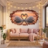Wall Stickers: Wall Hole Swans Heart 3
