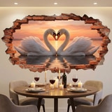 Wall Stickers: Wall Hole Swans Heart 6