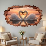 Wall Stickers: Wall Hole Swans Heart 8