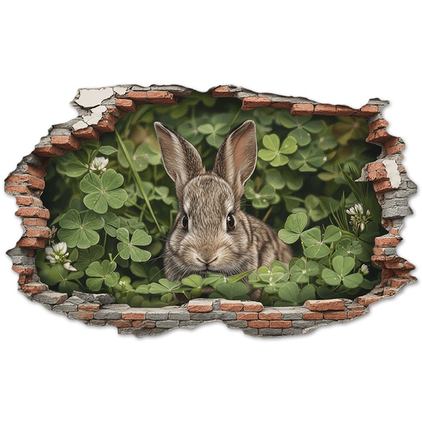 Wall Stickers: Wall Hole Rabbit Clovers