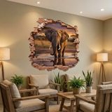 Wall Stickers: Wall Hole Savanna Elephant 8