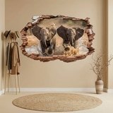 Wall Stickers: Wall Hole Running Elephants 4