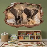 Wall Stickers: Wall Hole Running Elephants 5