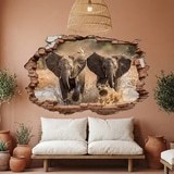 Wall Stickers: Wall Hole Running Elephants 6
