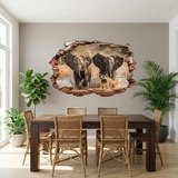 Wall Stickers: Wall Hole Running Elephants 8