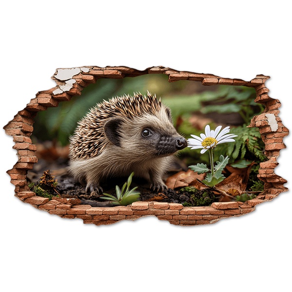 Wall Stickers: Wall Hole Hedgehog Daisy