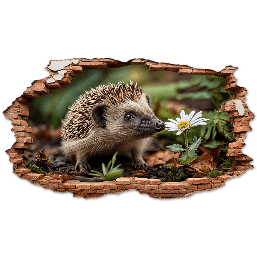 Wall Stickers: Wall Hole Hedgehog Daisy