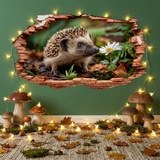 Wall Stickers: Wall Hole Hedgehog Daisy 3