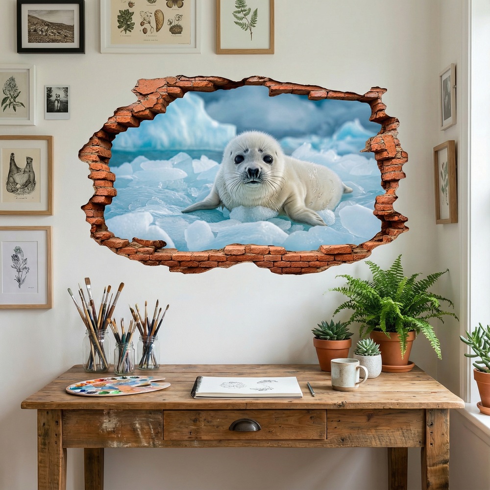 Wall Stickers: Wall Hole Baby Seal
