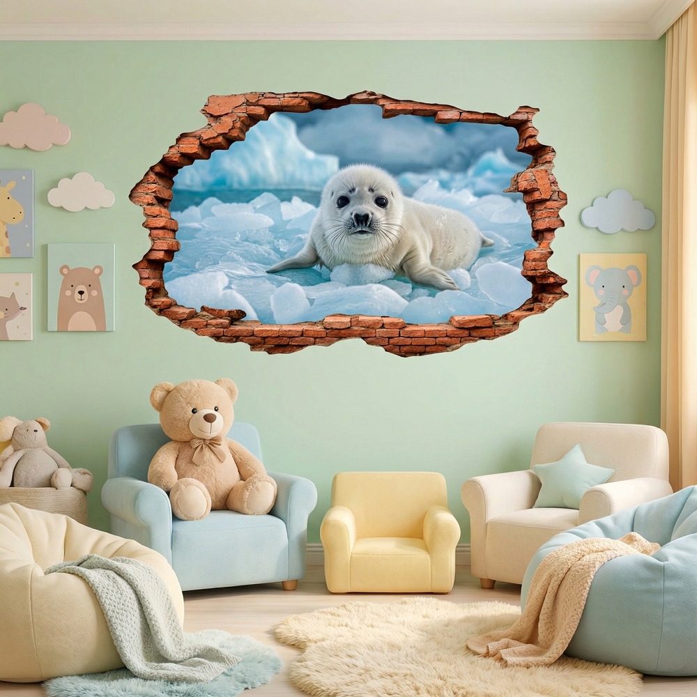 Wall Stickers: Wall Hole Baby Seal