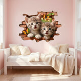 Wall Stickers: Wall Hole Kittens Butterflies 4