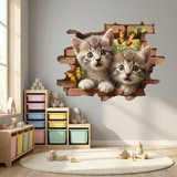 Wall Stickers: Wall Hole Kittens Butterflies 9