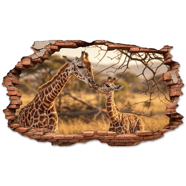Wall Stickers: Wall Hole Savanna Giraffes