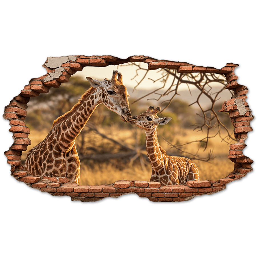 Wall Stickers: Wall Hole Giraffes in the Savannah