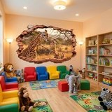 Wall Stickers: Wall Hole Savanna Giraffes 7