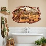 Wall Stickers: Wall Hole Savanna Giraffes 9
