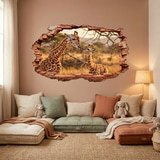 Wall Stickers: Wall Hole Savanna Giraffes 10