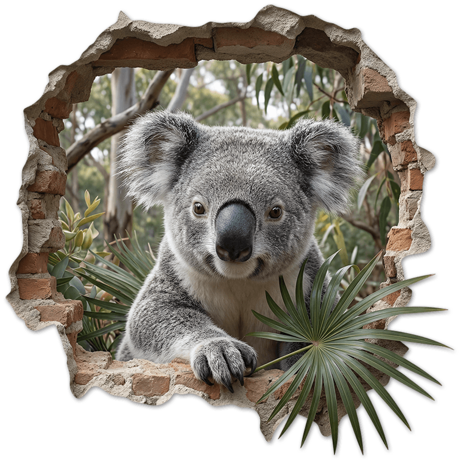 Wall Stickers: Wall Hole Koala in the Eucalyptus