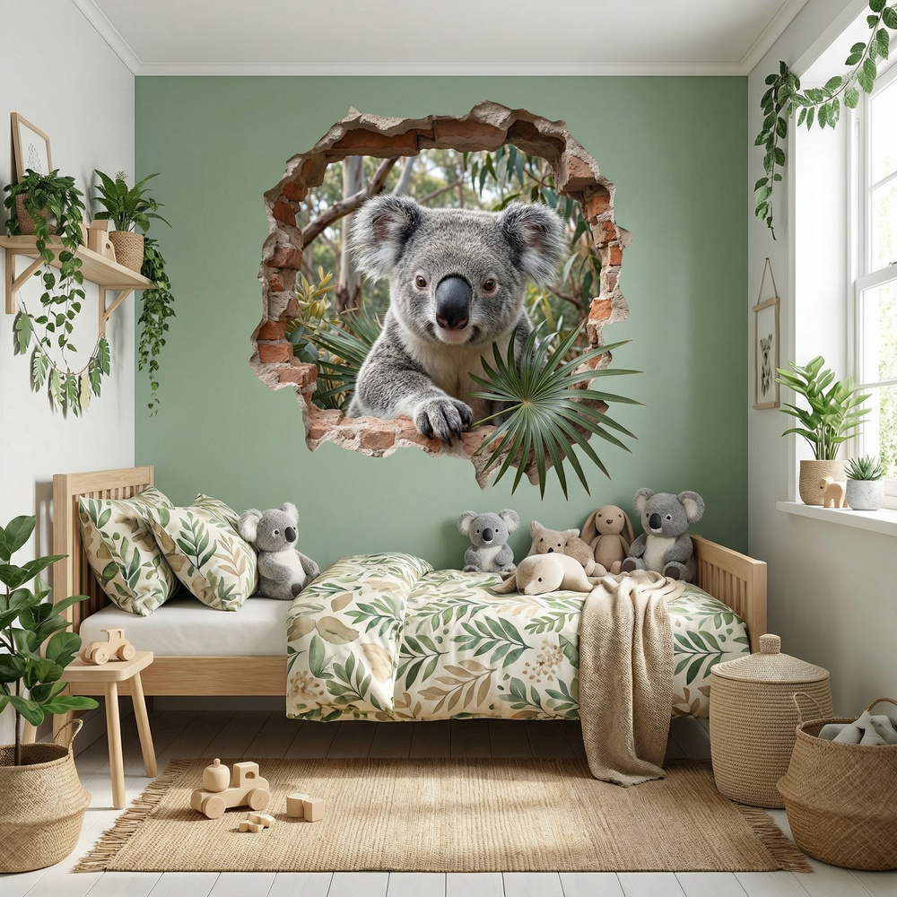Wall Stickers: Wall Hole Koala in the Eucalyptus