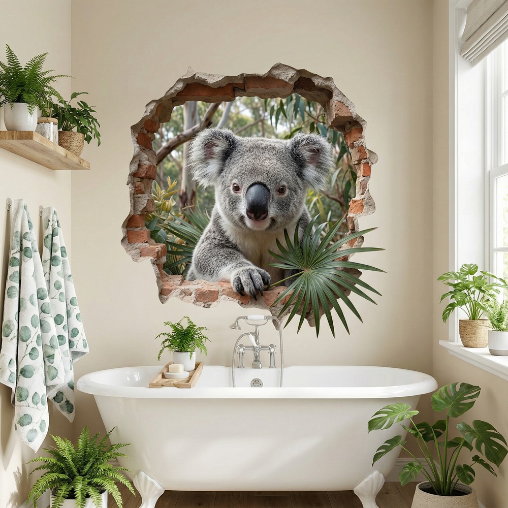 Wall Stickers: Wall Hole Koala in the Eucalyptus