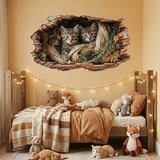 Wall Stickers: Wall Hole Kittens Ropes 5