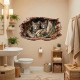 Wall Stickers: Wall Hole Kittens Ropes 8