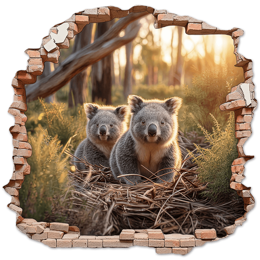 Wall Stickers: Wall Hole Koalas Forest