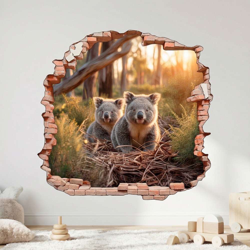 Wall Stickers: Wall Hole Koalas Forest