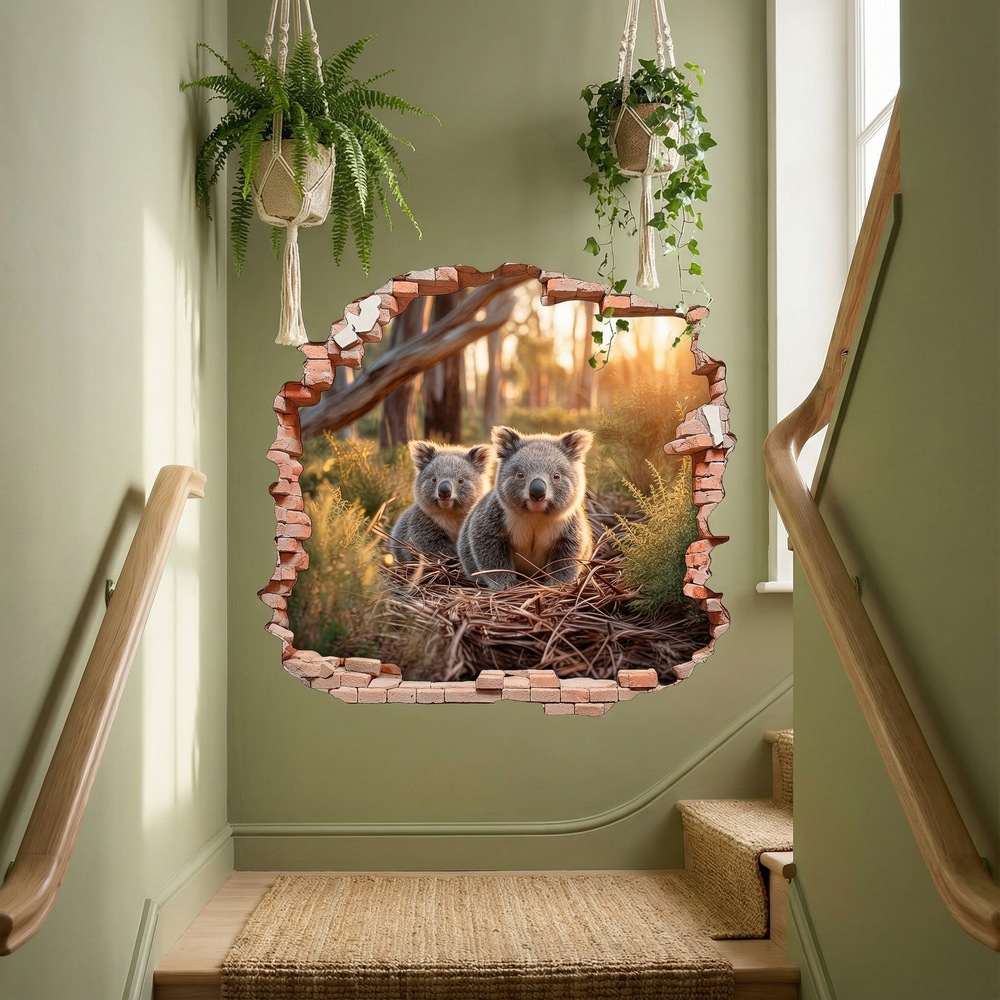 Wall Stickers: Wall Hole Koalas Forest